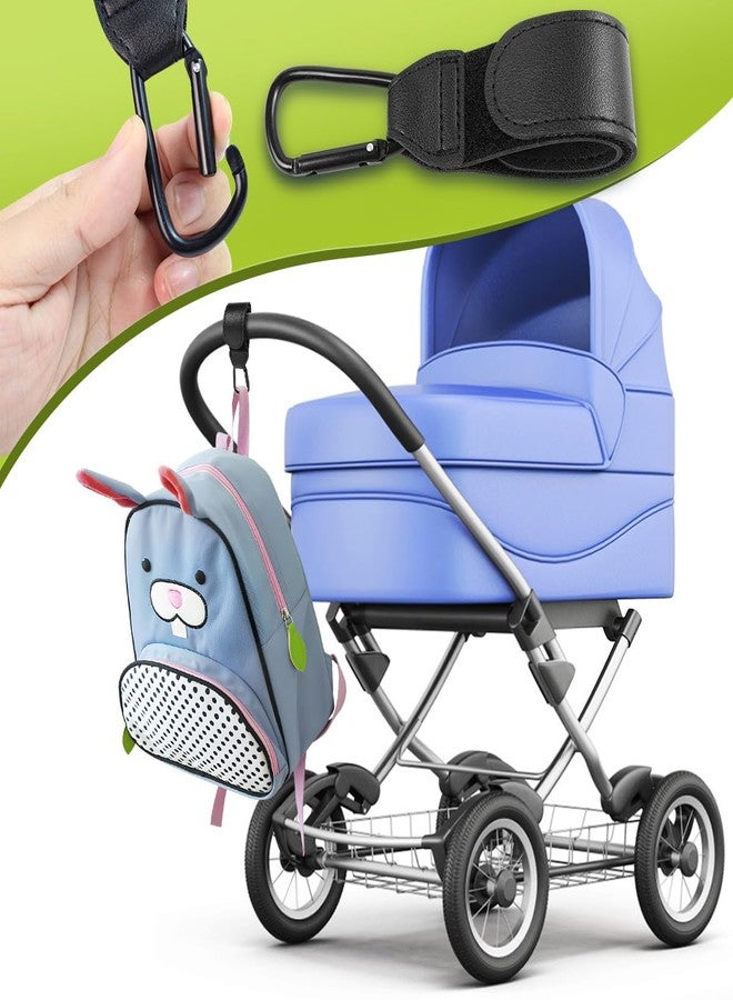 Taefuwr 4 PCS Stroller Hook, Baby Stroller Hooks, Universal Stroller Clips and Hooks, Adjustable Stroller Carabiner Clip for Diaper Bags | The Perfect Mummy Hook for Pram, Shopping and Pet Carts(Black) - Image 2
